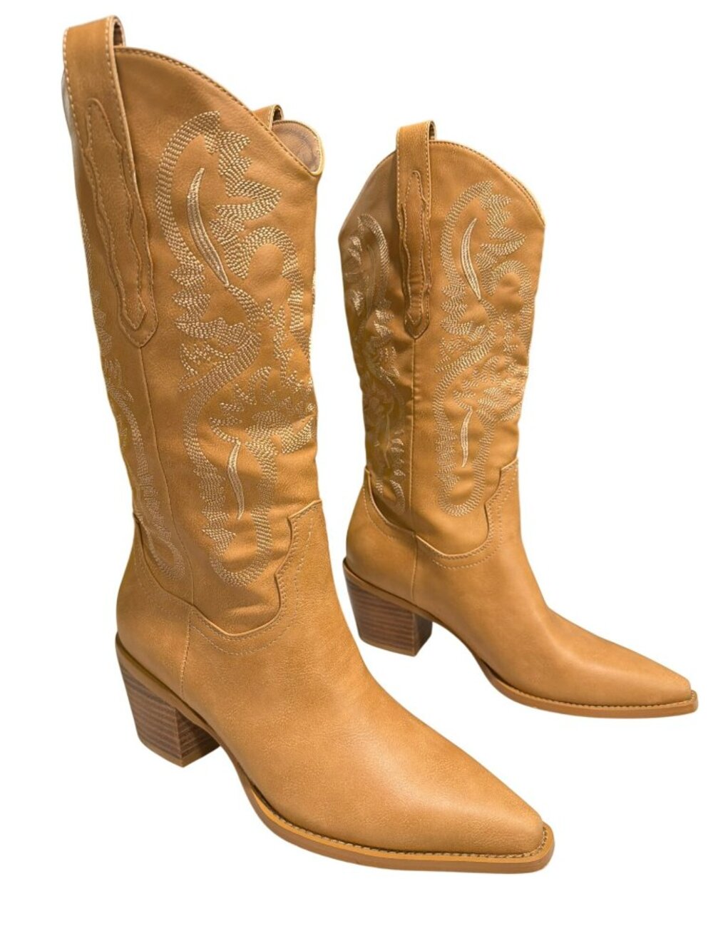New Billini Danilo Camel Casual Pointed-Toe Slip-On Cowboy Boots Size 8